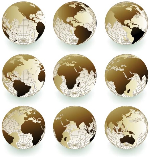 Vector set ikon globe earth