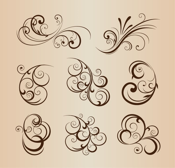 conjunto de vectores de elementos florales de diseño gráfico