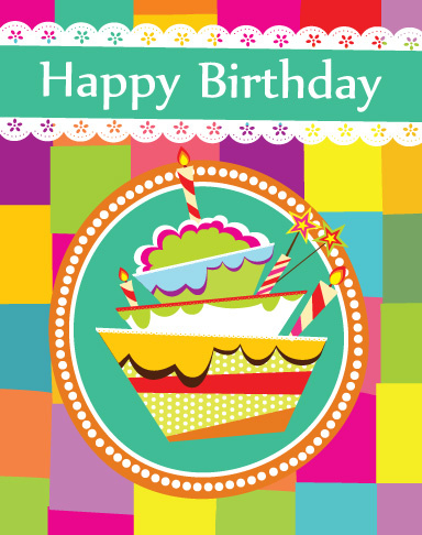 Vector set kartu kue ulang tahun