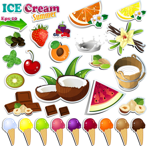 Vector Set Of Ice Cream Creative Design 7