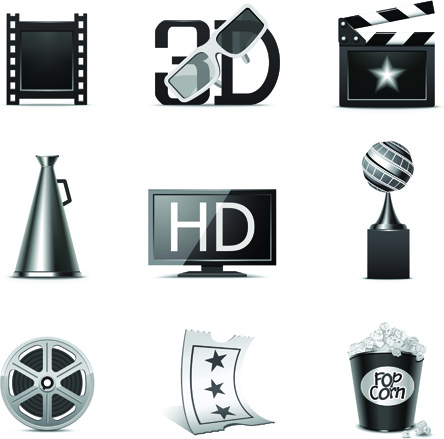 Vector conjunto de elementos de filmes 3d ícones