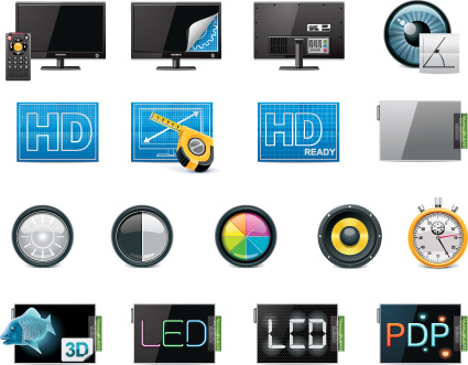 conjunto de vetores de modernos aparelhos hd ícones