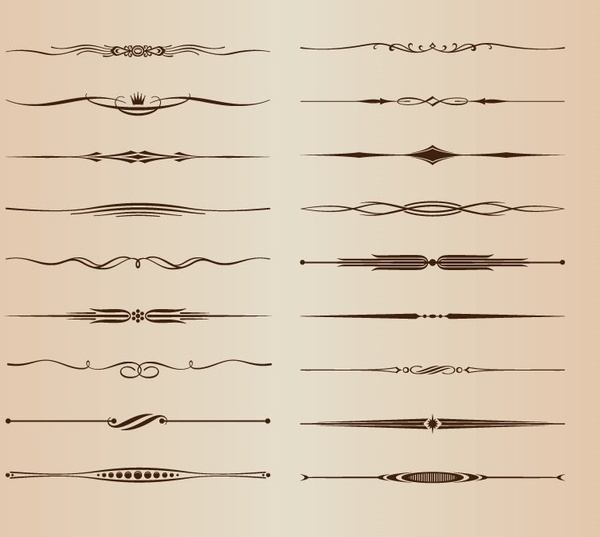 Vector conjunto de líneas de regla de diseño ornamental