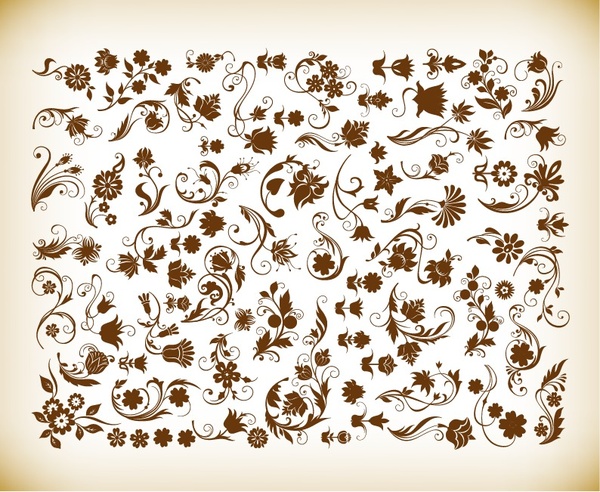 Vector conjunto de elementos vintage floral para su diseño