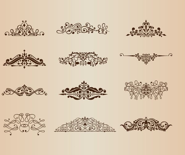 conjunto de vectores de ornamentos vintage con elementos de diseño floral