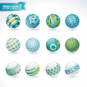 Vector Set Of 3d Globe Abstract Logo Icons