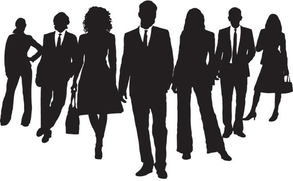 vektor silhouette bisnis pria dan wanita kelompok