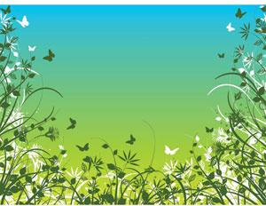vettore silhouette farfalla bellissima erba verde