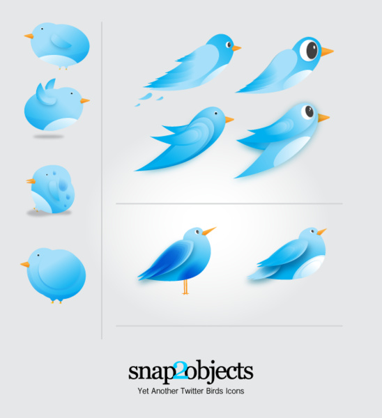 Vector iconos de pájaros de twitter
