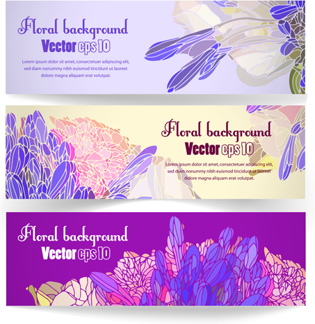 vektor vintage bunga spanduk set