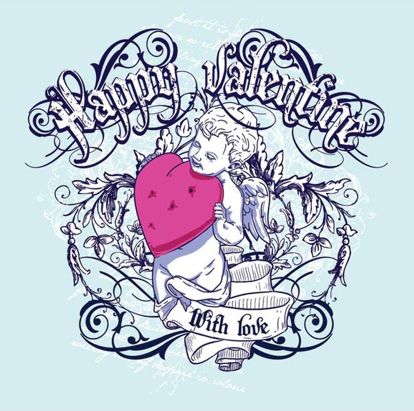 เวกเตอร์วินเท valentine8217s ที่มีความสุขรักแม่บัตร