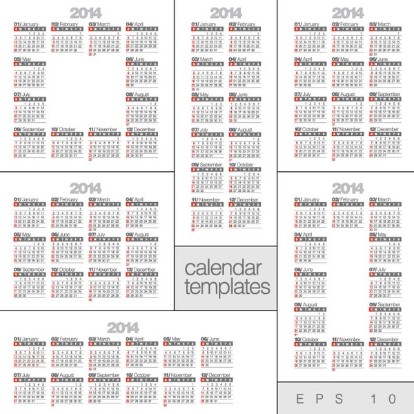 vector14 calendario templages diseño