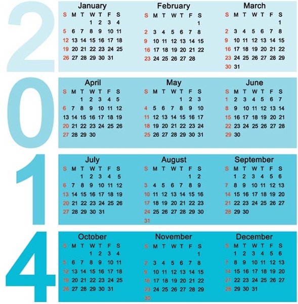 Vector14 Happy New Year Blue Calendar