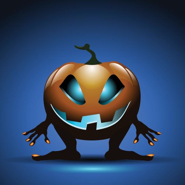 vektor 3d halloween dengan latar belakang biru