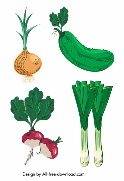 sayuran ikon bawang labu bit Leek sketsa