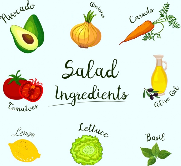 ingredientes vegetais ícones coloridos design