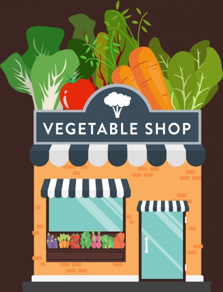 sayuran toko iklan banner ikon berwarna-warni dekorasi