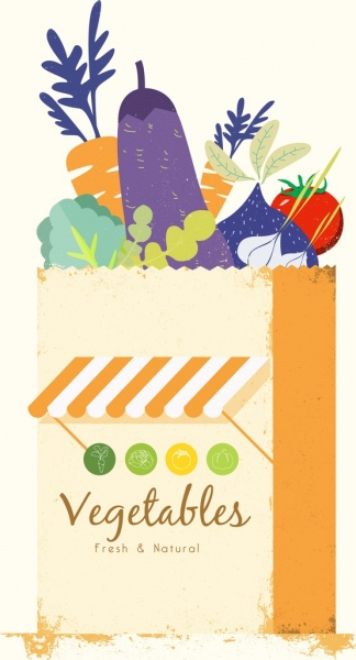 야채 저장 광고 색된 복고풍 디자인