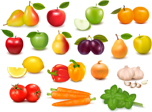vetor de elementos de design de frutas e legumes