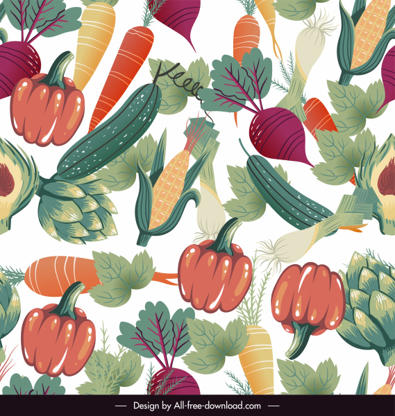 latar belakang sayuran warna-warni desain klasik datar
