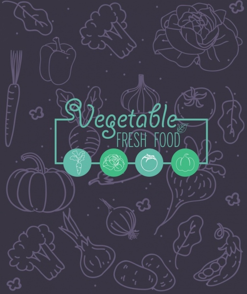 Gemüse Hintergrund dunkel handgezeichneten Skizze
