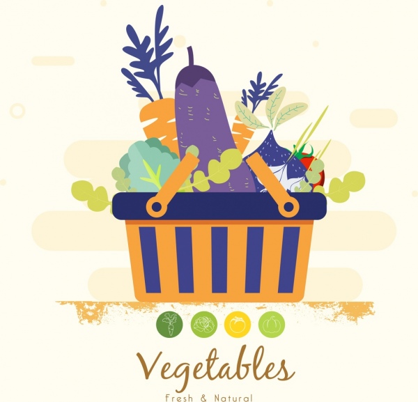 fundo da cesta de legumes multicolorido design clássico