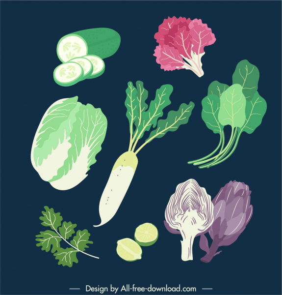 elemen desain sayuran sketsa digambar tangan klasik