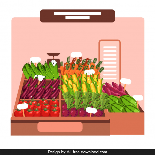 légumes afficher fond coloré design moderne