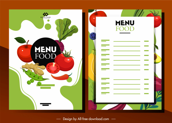 légumes menu alimentaire modèle lumineux décor classique coloré