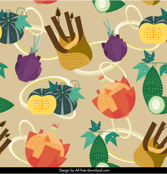 蔬菜食品圖案五顏六色經典裝飾