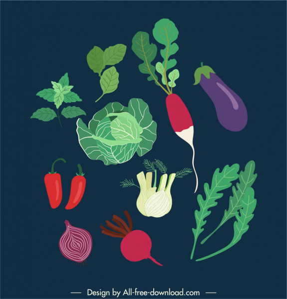 Gemüse Ikonen flache klassische handgezeichnete Skizze