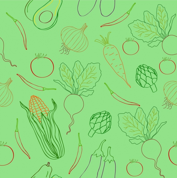 Gemüse-Muster Gliederung wiederholt flache Dekoration
