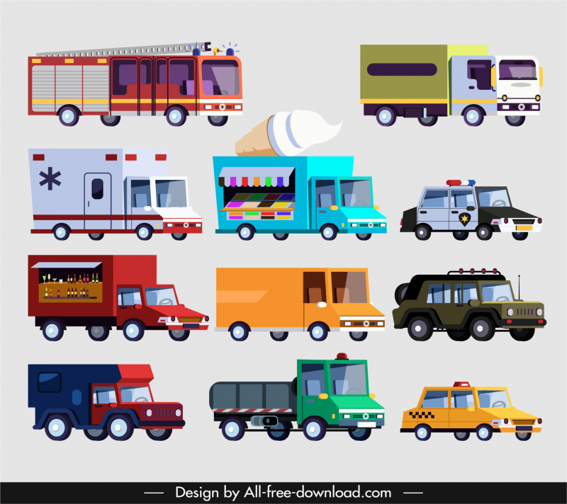 Fahrzeuge Straßensymbole Sammlung