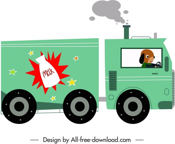 Icône de camion de fournisseur croquis de personnage de dessin animé stylisé