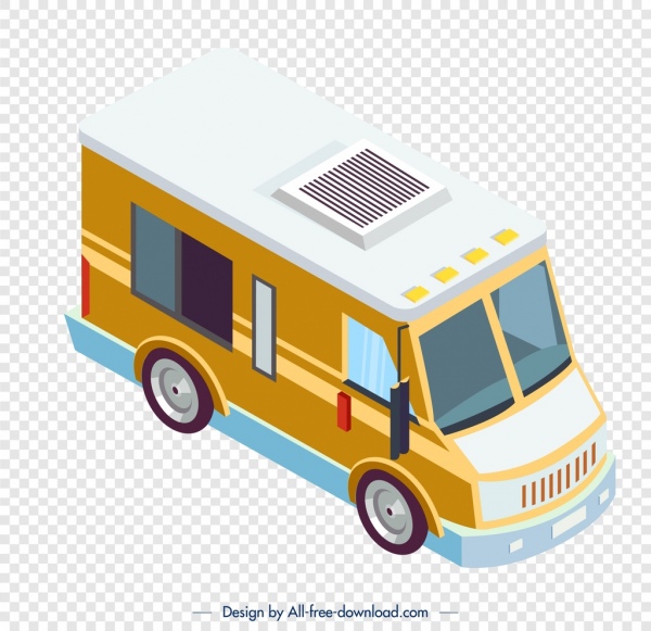 Dostawca ciężarówka ikona żółty 3D nowoczesny design