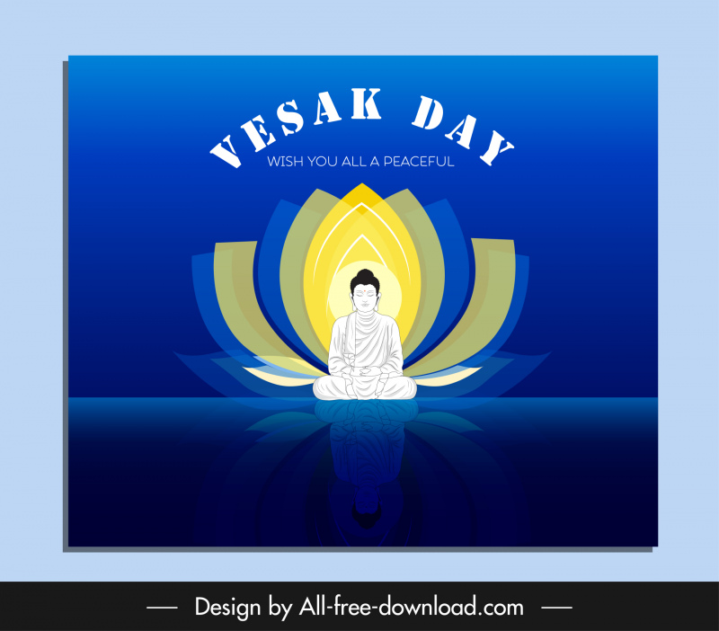 Plantilla de banner del día de Vesak Buda con boceto de loto