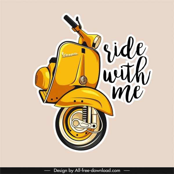 vespa motosiklet reklam afiş klasik eskiz