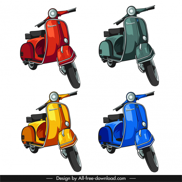 ícones de motocicleta vespa elegante classica design
