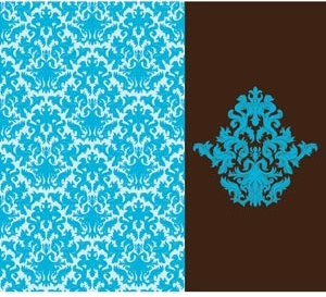 維多利亞風格的藍色花卉藝術圖案上的摺頁冊封面頁免費向量