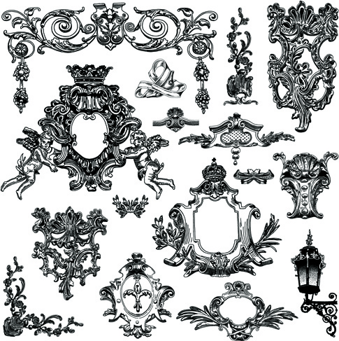 elementos decorativos de estilo victoriano gráficos vectoriales 2
