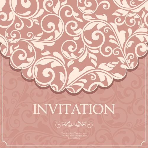 cartões de convite rosa png com florais vetoriais