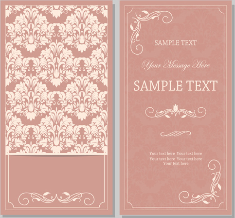 kartu undangan pink vintag dengan floral vector