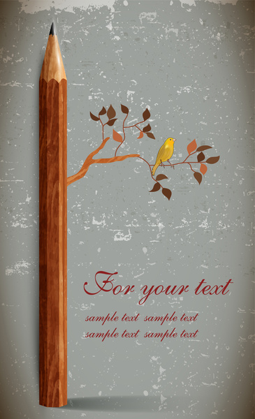 design de cartão abstrato vintage com lápis e árvore