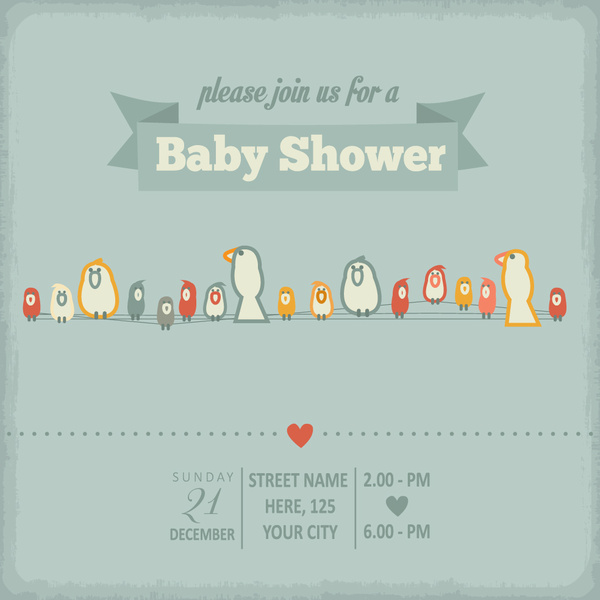 Vintage Baby-Dusche Einladung Karten Vektor