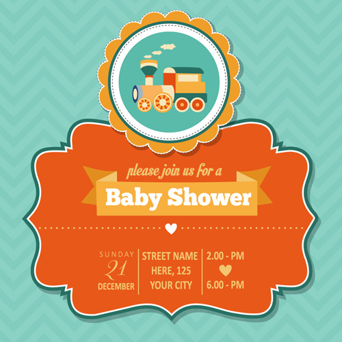 Vintage Baby-Dusche Einladung Karten Vektor
