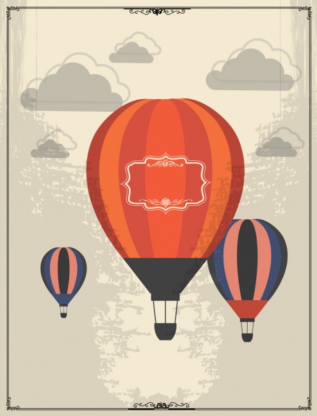 sfondo design vintage nuvole palloncini decorazione