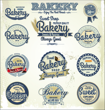 Vintage boulangerie étiquettes vecteur créatifs ensemble