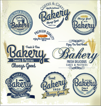 panadería Vintage etiquetas vector creative set
