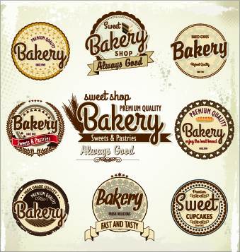 panadería Vintage etiquetas vector creative set