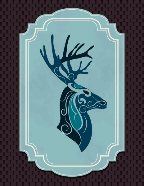icône de la décoration vintage cadre bleu courbes classique rennes